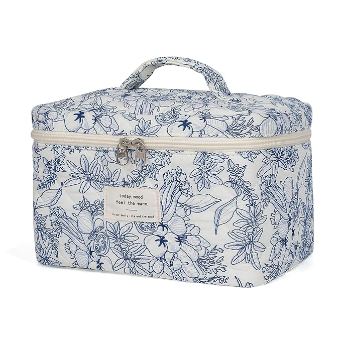 Makeup bag, quilted makeup bag,large