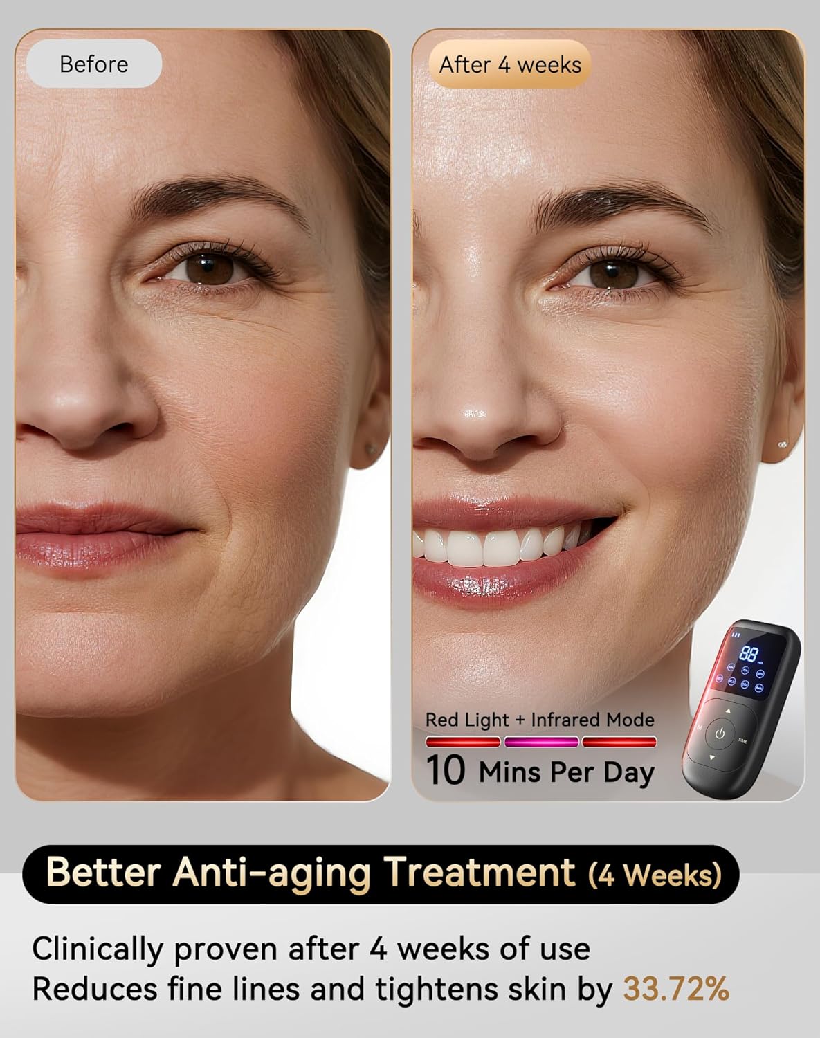 LED Light Therapy Mask, 4D LED Face Mask Light Therapy - 4 Modes Face Mask Light Therapy, 850nm Infrared & Red Light Masks, 4000mAh Rechargeable - Light Therapy Skin Care, Home Use