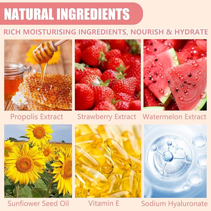 3PCS Bee Lip Balm Honey Pot,Honey (Honey+Strawberry+Watermelon)