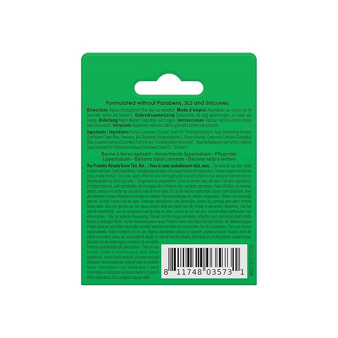 Yes To Cucumber Soothing Lip Balm, Oz,