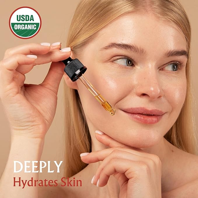 BodyJ4You Rosehip Oil for Face - 100% Pure Natural USDA Organic Cold Pressed - Hydrating Skin Hair Nails Anti-Aging Wrinkle Scar Treatment Gua Sha - Non-GMO Undiluted Carrier - Glass Bottle 2 Fl Oz