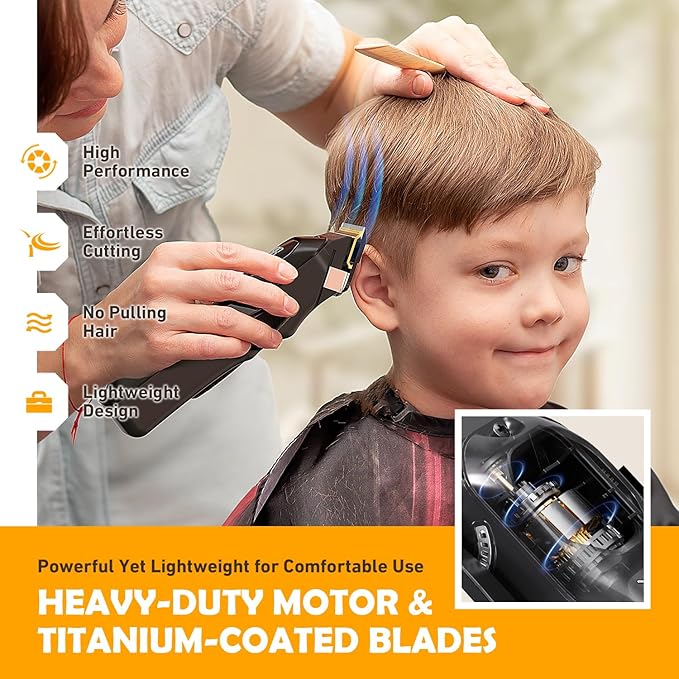 Professional Cordless Hair Clippers for Men- Hair Cutting Kit for Barbers & Family, Wireless Beard Hair Trimmers Set with LED Display, Rechargeable Hair Cutting Machine for Family (Black)