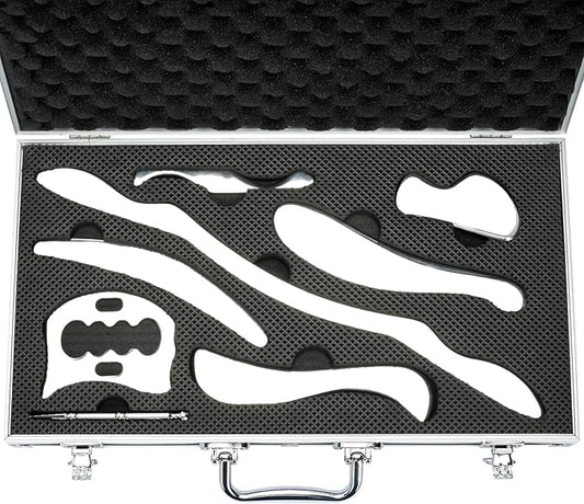 tonchean 8-Piece Muscle Scraper IASTM Tool Set, Gua Sha Scraping Massage Tool Set Stainless Steel Myofascial Release Tool Deep Tissue Massage Tool Set for Reduce Arms, Legs, Back, Shoulder Muscle Pain