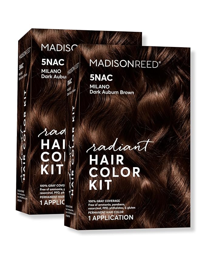 Madison Reed Radiant Hair Color Kit | 5NAC Dark Chocolate Brown with Copper-Auburn Undertones (Milano Brown) 100% Gray Hair Coverage | Dimensional Permanent Hair Dye | PPD & Ammonia-Free | 2 Pack