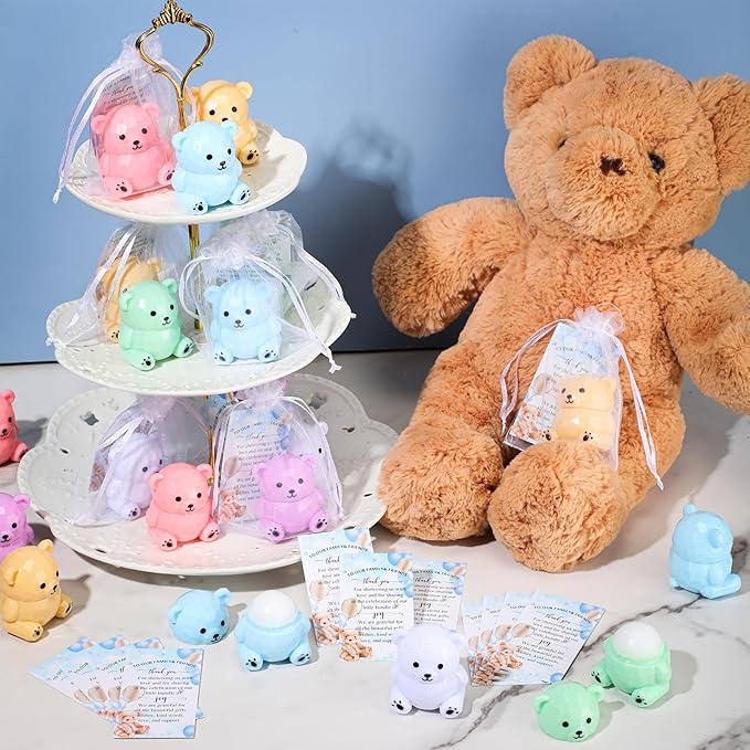 24 Sets Baby Shower Bear Lip Supplies