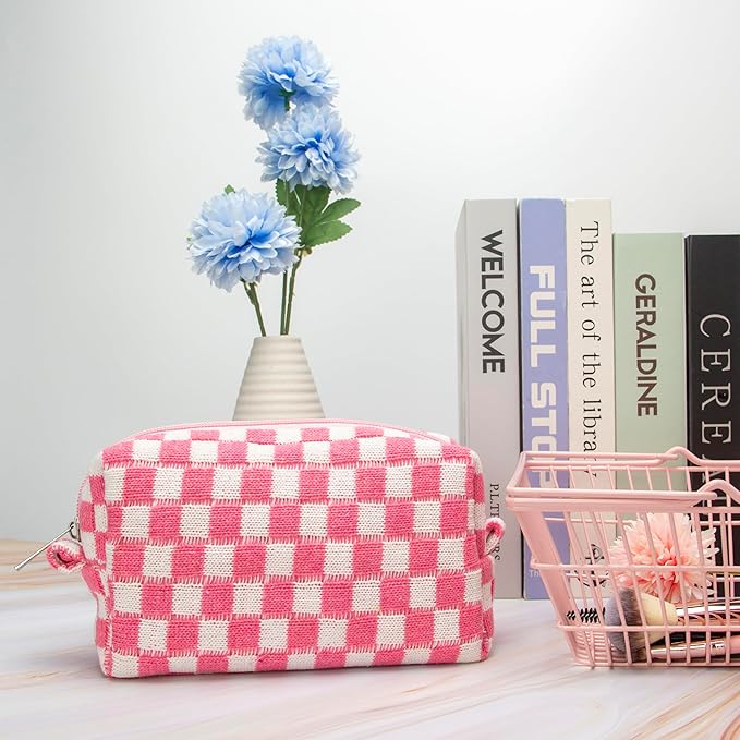 Pazimiik checkered makeup bag for