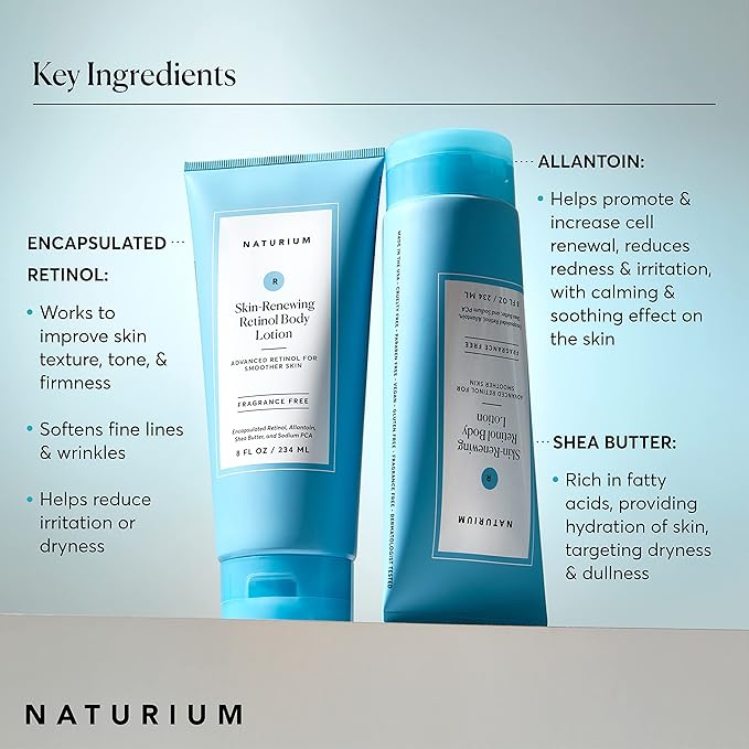 Naturium Skin-Renewing Retinol Body Lotion, Advanced Firming Anti-Aging Skin Care, with Encapsulated Retinol & Shea Butter, 8 oz