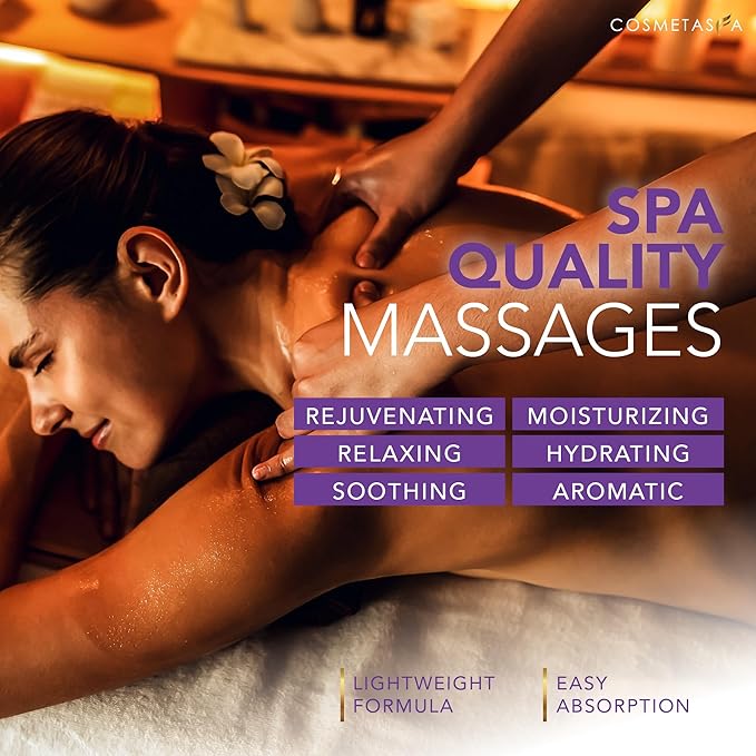 Cosmetasa Lavender Massage Oil for Massage Therapy with Roller - All Natural, Cruelty-Free & Spa Quality Skin Therapy Oil & Soothing Care - Lavender, Geranium & Grapeseed Oil (8.8 oz)