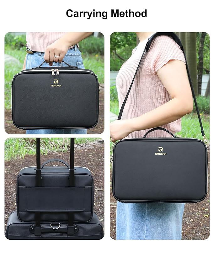 Relavel makeup train case with
