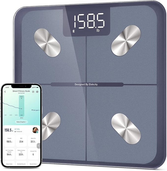 Etekcity Smart Scale for Body Weight and Fat Percentage, Digital Bathroom Accurate Weighing Machine for People's BMI Muscle, Bluetooth Electronic Body Composition Monitor Syncs with App, 400lb