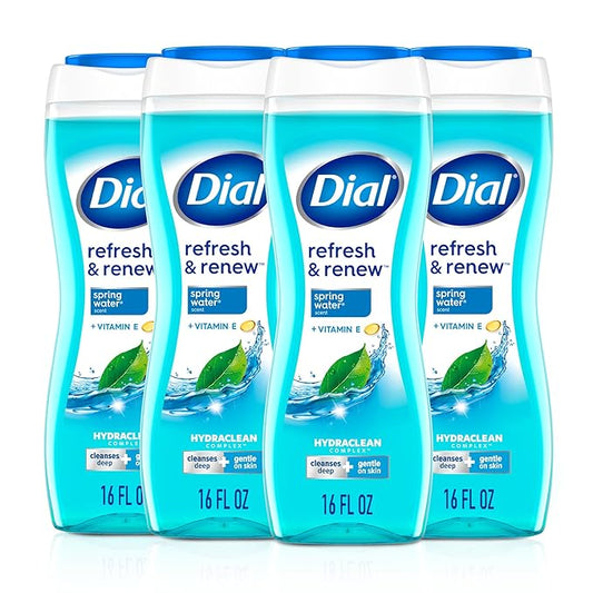 Dial Body Wash, Refresh & Renew Spring Water, 16 fl oz (Pack of 4)