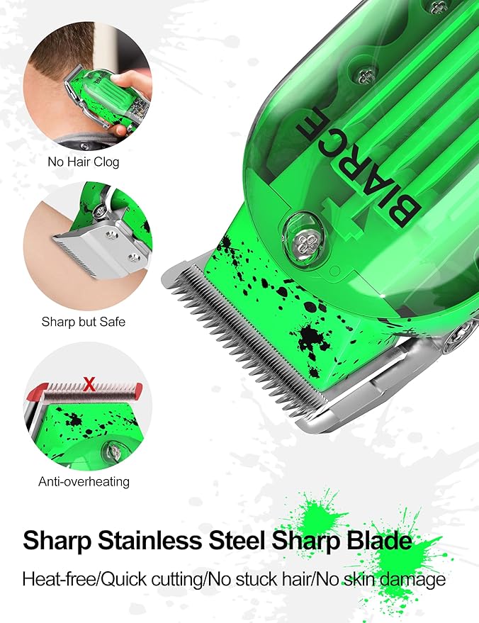 Cordless Hair Clippers for Men Professional Barber Clippers for Hair Cutting, Adjustable Taper Lever Clippers Men Grooming Kit, Mens Hair Clippers Rechargeable with LED Display, Green