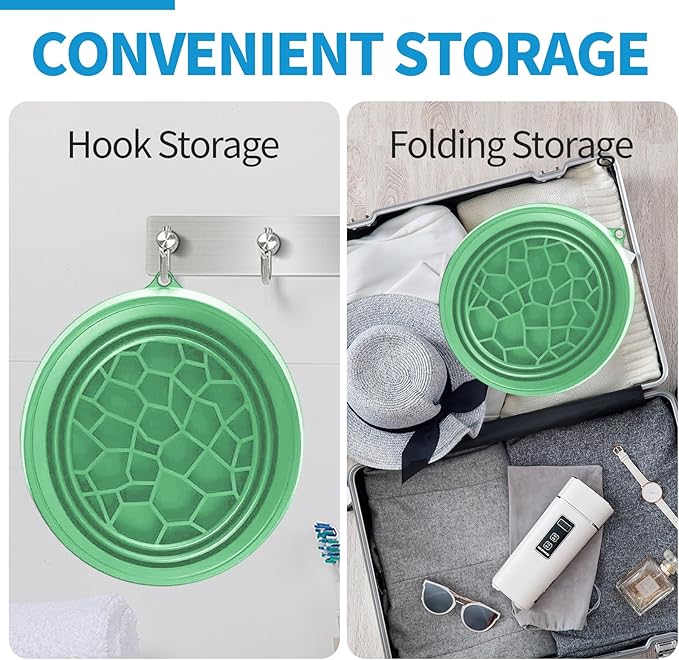 2PCS Large Bowl for Face Ice Bath Foldable Bowl with Built-in Ice Tray Collapsible Silicone Sink for Dipping Face Bath Portable Spa Tool for Home & Travel Reducing Puffiness (Green)