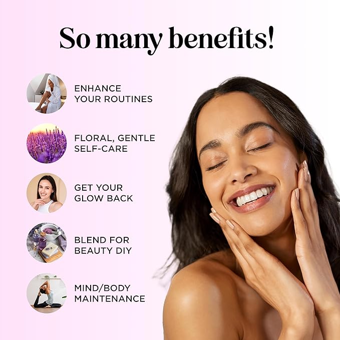 Pure Lavender Essential Oil - Lavender Oil for Hair Skin and Nails Plus Aromatherapy Diffusers Humidifiers Linens and Baths for at Home Spa Self Care - Premium Grade Non-GMO in Glass Bottle (4 Fl Oz)