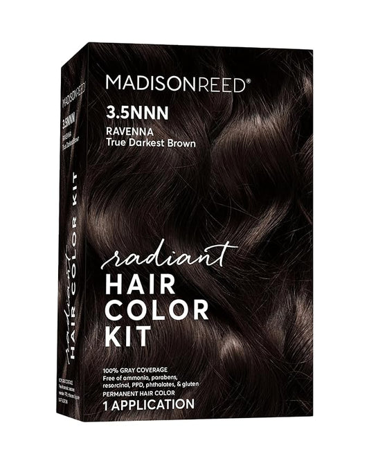 Madison Reed Radiant Hair Color Kit | 3.5NNN Darkest Brown-Black (Ravenna Brown) 100% Maximum Gray Hair Coverage | Permanent Hair Dye for Resistant Grays | PPD-Free & Ammonia-Free |1 Pack