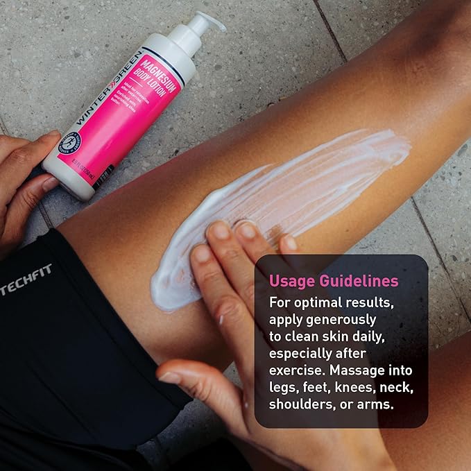 Wintergreen Magnesium Body Lotion, 8.5oz – Arnica, Menthol for Muscle Recovery, Soothing and Hydrating Formula for Sore Muscles, Fast-Absorbing Relief