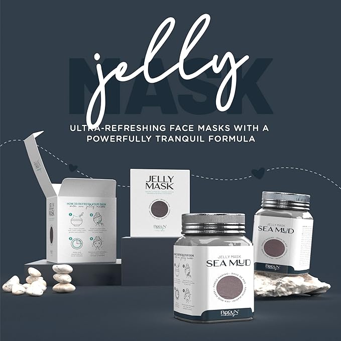 BRÜUN Jelly Mask Jar Sea Mud Peel-Off Face Care Rubber Mask | 23 fl oz Skin Care Moisturizing Gel Mask Jar Spa Set