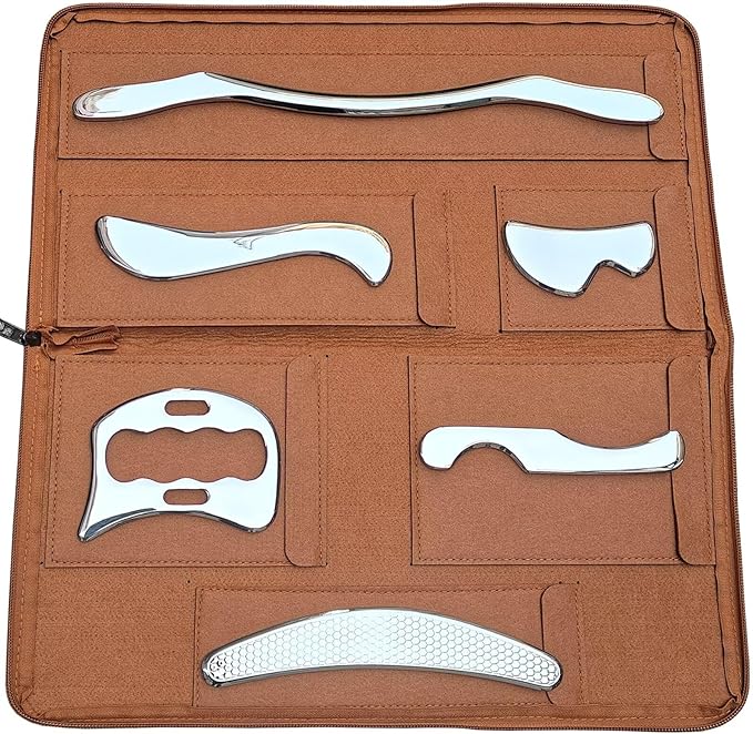 Muscle Scraper Stainless Steel Gua Sha Scraping Massage Tool Set IASTM Tools Great Soft Tissue Mobilization Tool(6pcs)