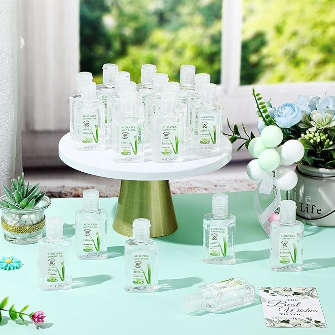 24 Pcs Mini Aloe Vera Gel 1oz Soothing Moisture Aloe Gel Travel Size Aloe Vera Gel Moisturizing Face Skin Aloe Vera Gel Bulk for Thank You Gifts Summer Beach Wedding Party Supplies (Aloe Vera)