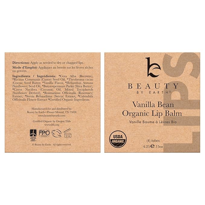 4 Pack Organic Vanilla Bean & Honey Lip & Kids