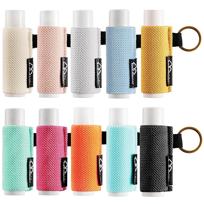 WK IEASON 10PCS Lip Balm Holder Keychain Bulk Gloss