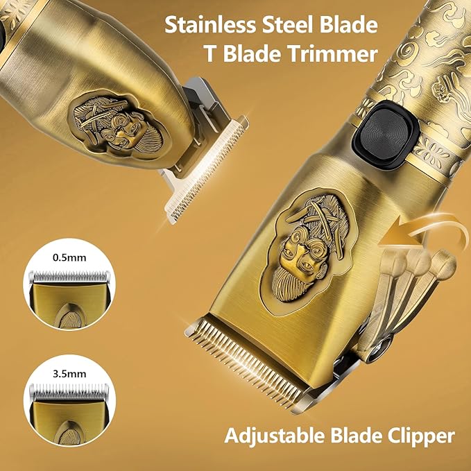 Lanumi Professional Hair Clipper Trimmer Set for Men Electric Shaver Razor Cordless Hair Cutting Barber Clippers Beard Trimmer Men’s Grooming Kit Gifts for him