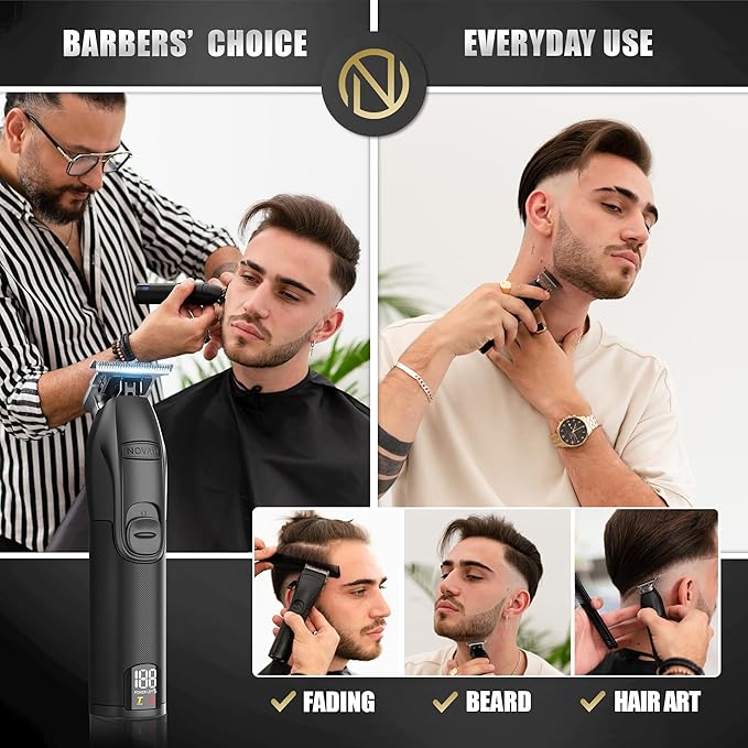 NOVAH Grooming Professional Hair Trimmer for Men, Barber Trimmer Cordless T Trimmers for Barbers