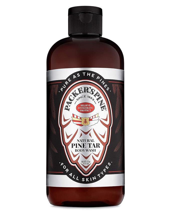 Packer's Pine Tar Body Wash | Soothing Mens Shower Gel For Psoriasis Relief | Made With Natural Pine Tar and Pine Oils | Paraben & Sulfate-Free, 16 fl oz
