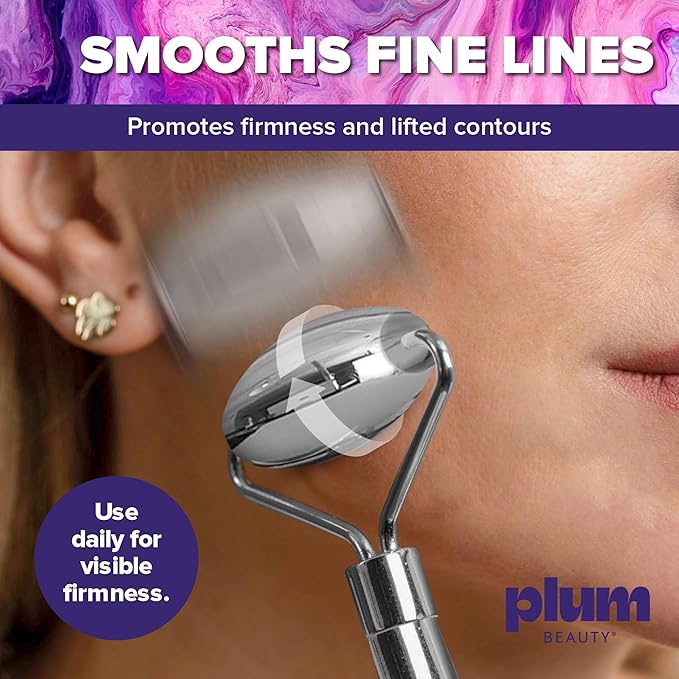 Stainless Steel Roller - Face Roller - Gua Sha Facial Tools, Rollers for Face, Skin Care Kit for Men Women, Guasha Tools for Faces, Facial Care Reduces Under-Eye Puffiness and Dark Circles