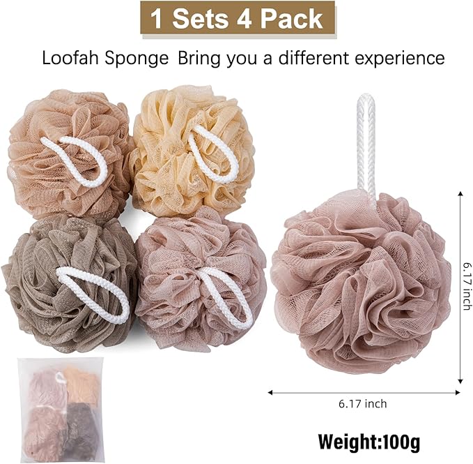 Loofah sponge 4 pack, bath