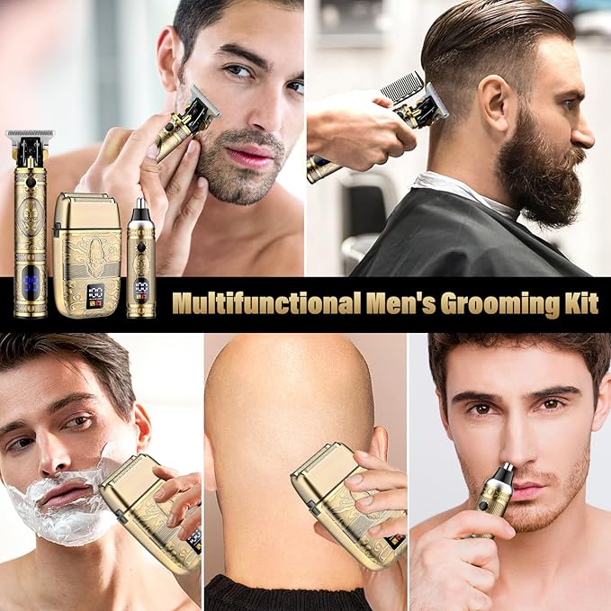 Professional Hair Trimmer Hair Clippers for Men, Nose Hair Trimmer Men's Shaver Set,Cordless T-Blade Beard Trimmer Barber Clippers,Electric Foil Shavers Razor for Men Haircutting Kit