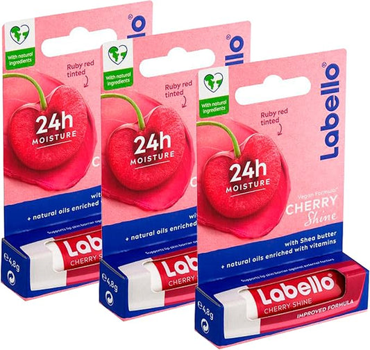 3 LABELLO CHERRY FRUITY SHINE LIP BALM