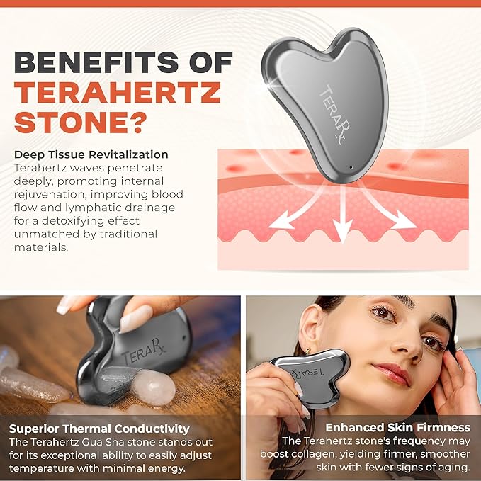 Terahertz Gua Sha for Enhanced Lymphatic Drainage, Reduced Puffiness, and Relieved Facial Tension – 100% Authentic Terahertz Stone Gua Sha Facial Tools