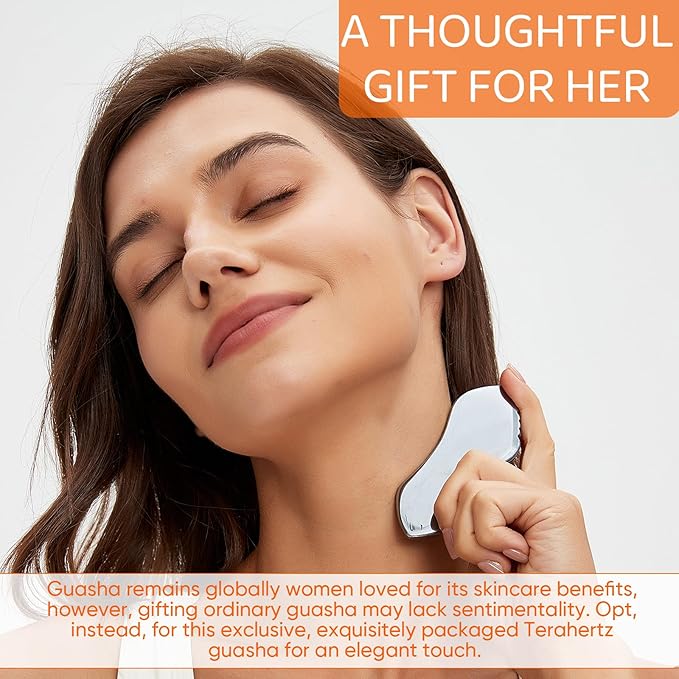 2Pcs Terahertz Gua Sha Facial Tools Set Stone for Lymphatic Drainage, Reduced Puffiness, Relieved Facial Tension – 100% Natural Terahertz Stone Skin Care Tools