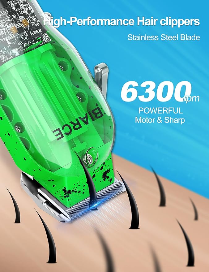 Cordless Hair Clippers for Men Professional Barber Clippers for Hair Cutting, Adjustable Taper Lever Clippers Men Grooming Kit, Mens Hair Clippers Rechargeable with LED Display, Green