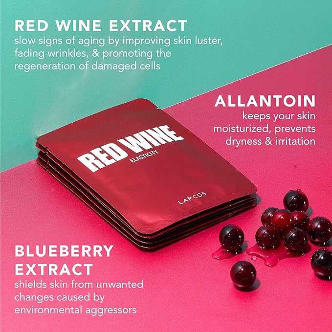 LAPCOS Red Wine Sheet Mask, Daily