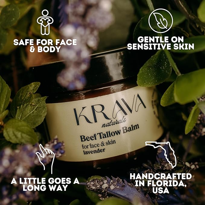 Whipped 100% Grass Fed Beef Tallow Balm – Unscented – 2 oz | Moisturizing Face & Body Cream | Natural Skincare for Dry, Sensitive Skin | Includes Bamboo Scoop