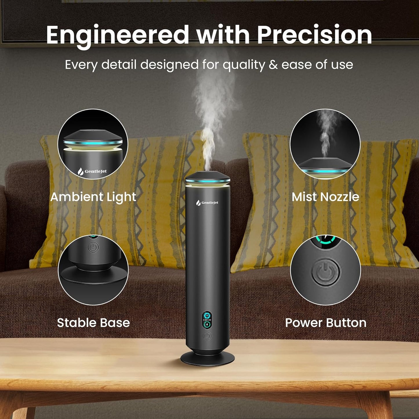 MajesticMist Waterless Essential Oil Diffuser - Aluminum Aromatherapy Scent Diffusers for Home, Room & Hotel, Quiet Aroma Diffuser 4oz, Remote Control, USB-C Powered, LED Display, 1000sq.ft