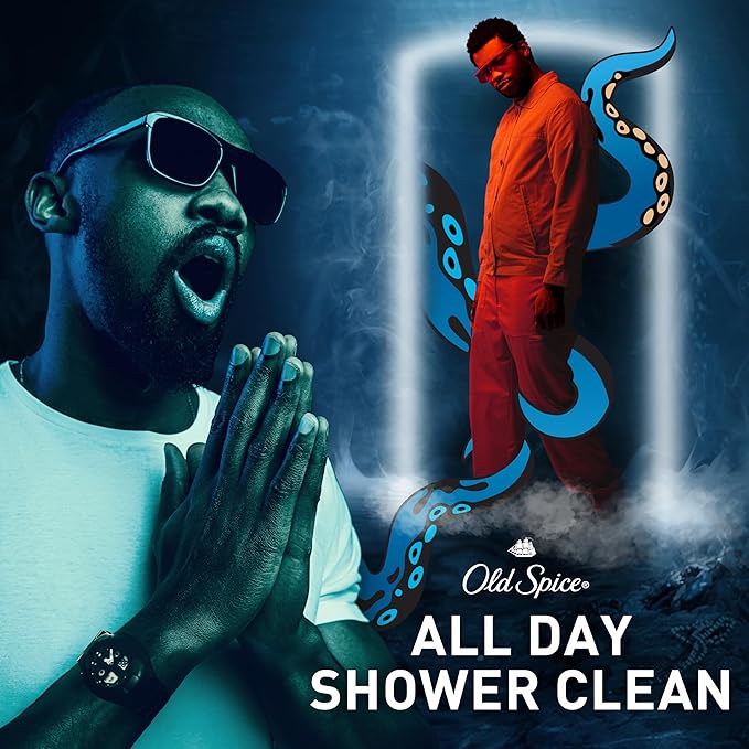 Old Spice Cleansing Body Wash for Men, 3X Defense, 24/7 Shower Fresh with Lasting Scent, 2-in-1 Body & Face Wash, Krakengard with Deep Ocean Scent, 33.4 (Pack of 4)