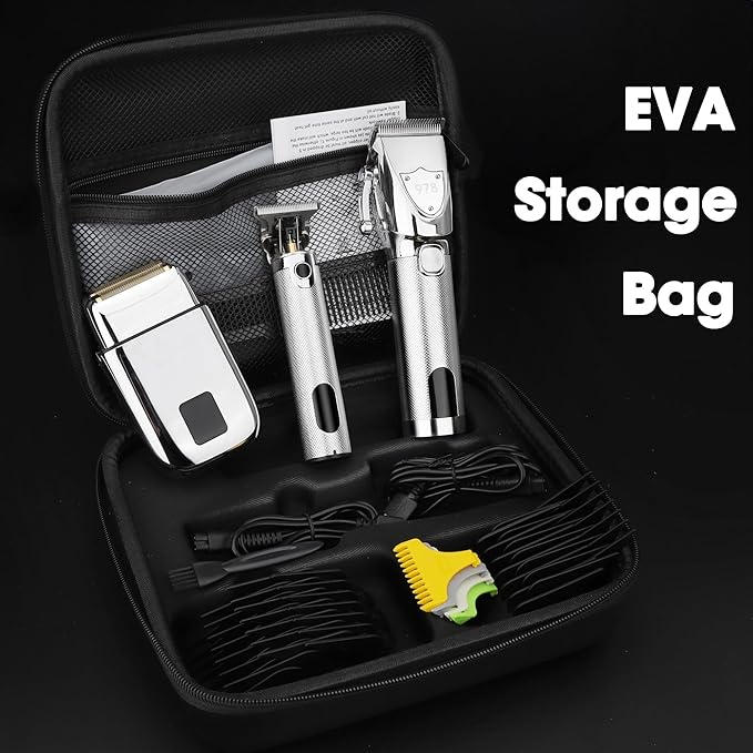 Lanumi Professional Hair Clippers Electric Razor Shavers Men 3 Piece Set Rechargeable Clippers and Trimmers Beard Trimmer Barber Kit with Travel Case Clippers for Hair Cutting Gifts for him