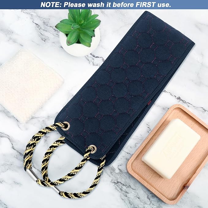 Exfoliating back scrubber with handles,