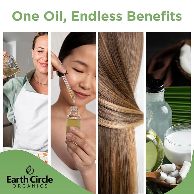 Earth Circle Organics Premium Ultra-Pure UNREFINED Cold Pressed Organic Extra Virgin Coconut Oil - Gluten-Free, Keto & Paleo Friendly - Pure Oil for Skin & Hair Care, Cooking, Baking & More - 5 Gallon
