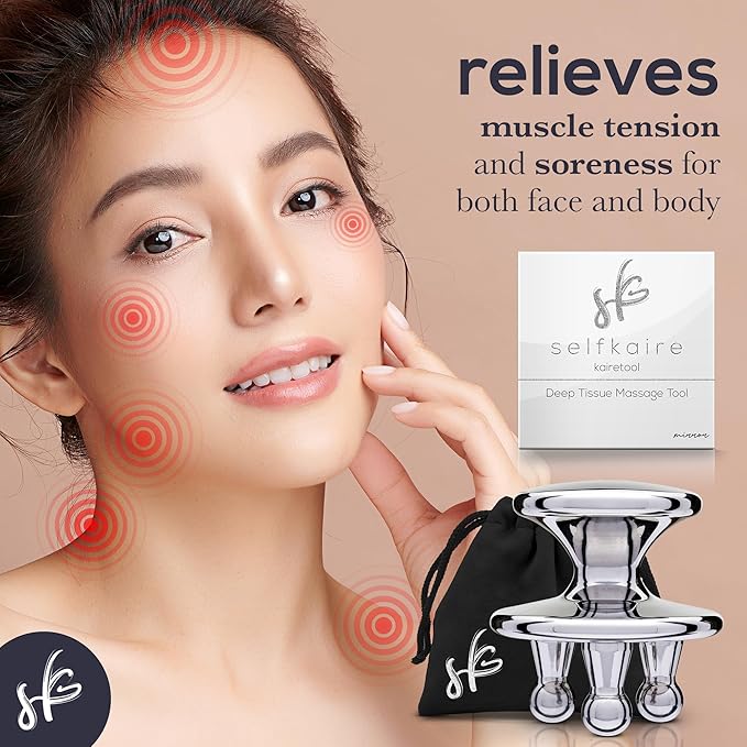 Kairetool Face & Body Massager, Lymphatic Drainage, Deep Tissue Massage, Pressure Point Therapy for Depuffing/Debloating, Fascia and Myofascial Release, Reduces Look of Cellulite, Mirror