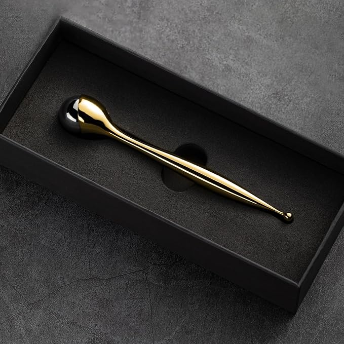 LISAPACK Metal Eye Cream Roller Wand, Face Massage, Facial Massager for Applicator, Reduce Puffiness (Gold)