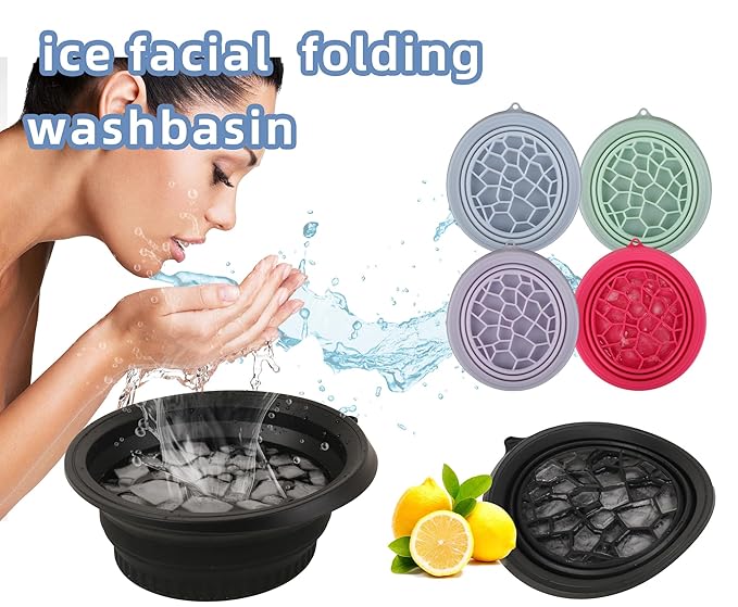 Facial Ice Bath Bowl with Built-In Ice Tray – Collapsible Cold Plunge Bowl, Portable Face Ice Therapy for Puffiness Reduction & Glowing Skin (Purple)