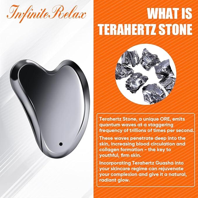 Terahertz Gua Sha Facial Tools Stone for Enhanced Lymphatic Drainage, Reduced Puffiness, Relieved Facial Tension – 100% Natural Terahertz Stone Gua Sha