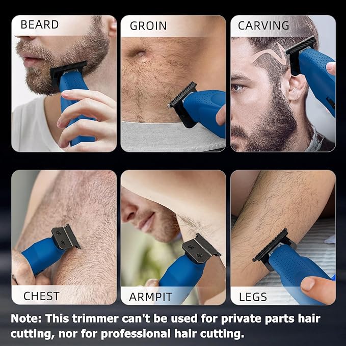 Professional Beard Trimmer for Men - Electric Hair Clippers, Zero Gapped T-Blade Edgers, Cordless Rechargeable Mustache Trimmer Grooming Kit for Body
