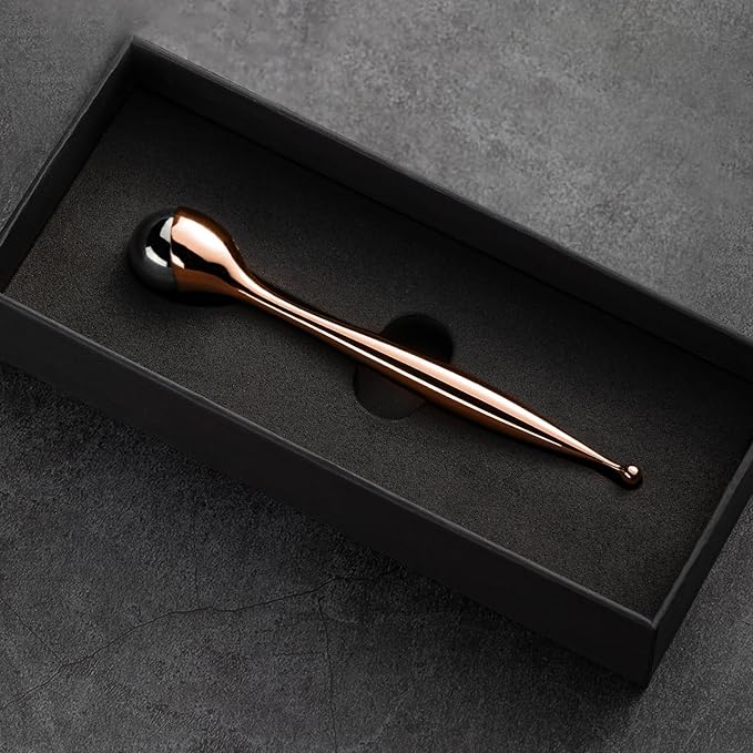 LISAPACK Metal Eye Cream Roller Wand, Face Massage, Facial Massager for Applicator, Reduce Puffiness (Rose Gold)