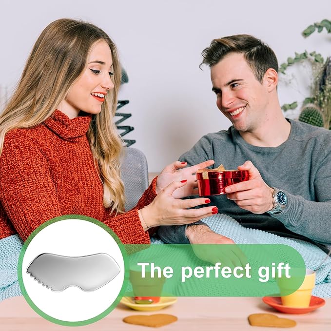 Gua Sha Stone, Gua Sha Stainless Steel Facial Tools Beauty Scraping Massage Tool Jaw Shaping Swelling Reduction Skin Care Gift Women Lines Face Lifting Improvement Fine