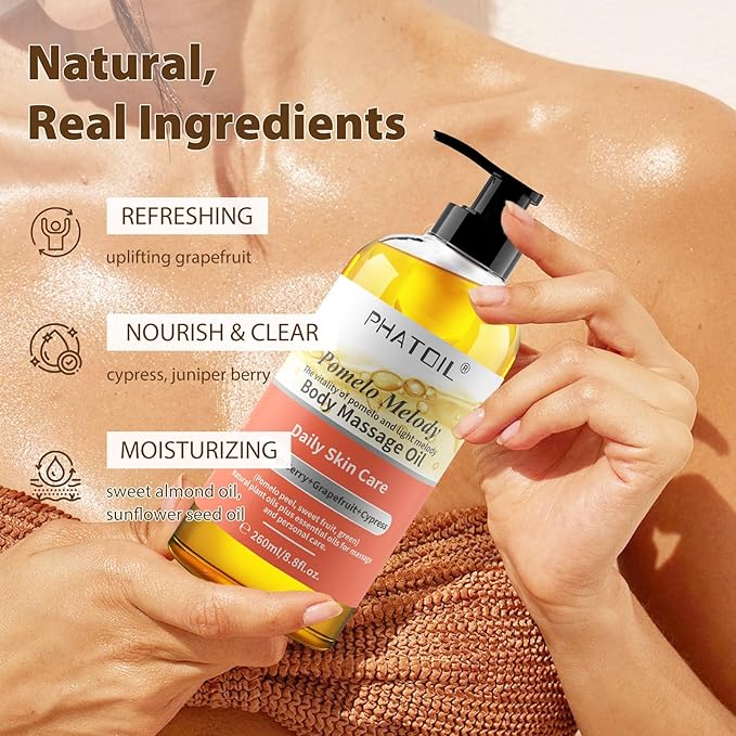 260ML Grapefruit Body Firming Oil with Juniper Berry,Cypress for Nourish Skin, Long-Lasting Nature Fragrance No Greasy Body & Facial Oil Great for All Skin Types - 8.8FL.OZ